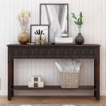 60 Inch Black Console Table