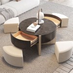 Nesting Coffee Table With Stools